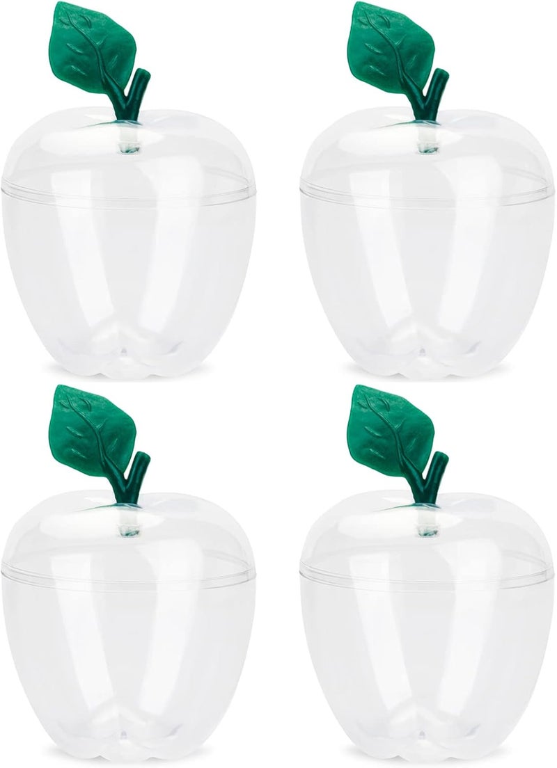 HANZE Large Clear Apple Container, Apple Shaped Candy Toy Filling Containers Jar, Back To School Teacher Appreciation Gift, Wedding Party Ornaments Christmas Decorations Supplies Favors - 4 Pack - Image 1